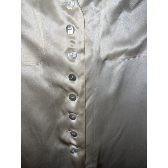 Carlisle Ivory 100% Silk Button Up Long Sleeve Blouse - Picture 2 of 8